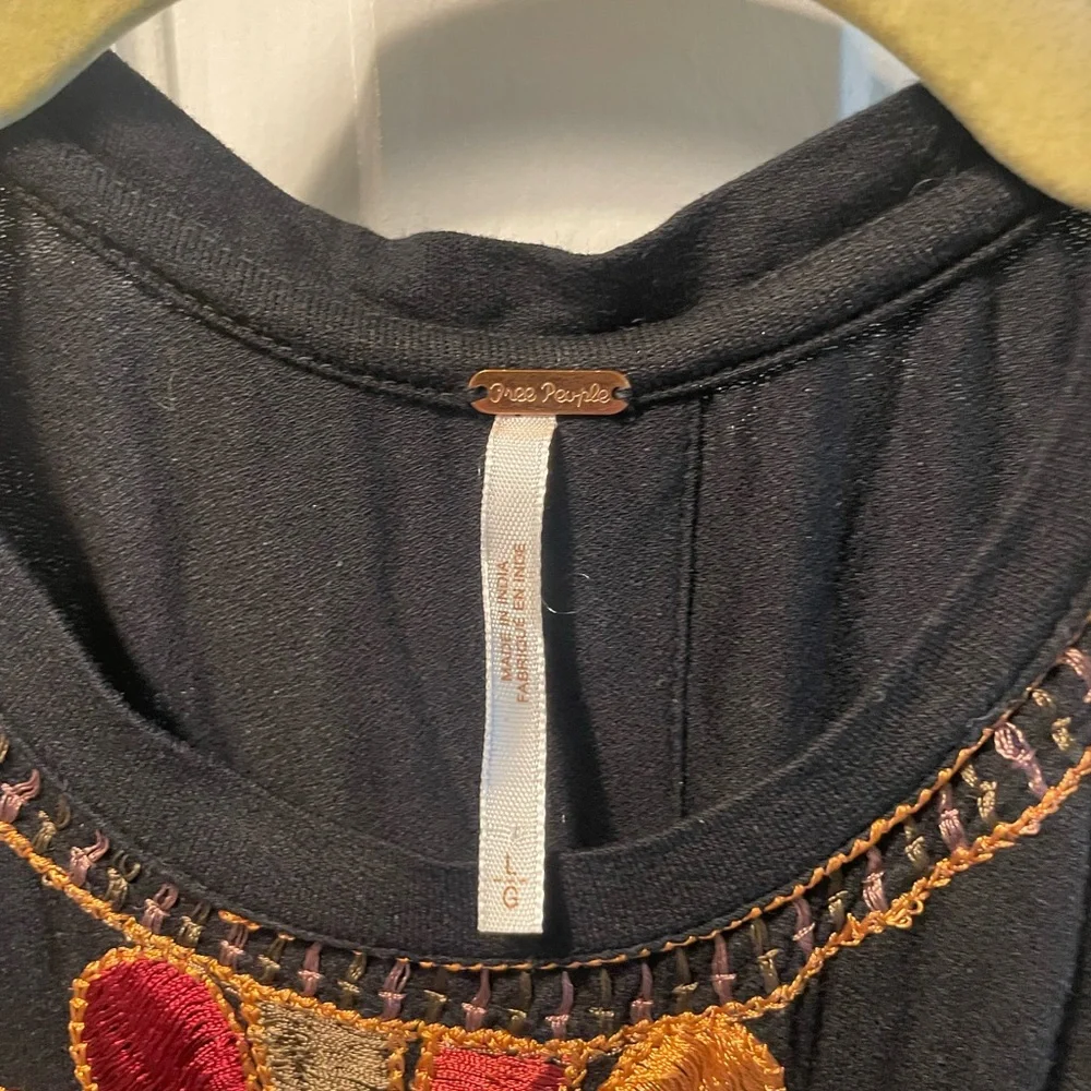 Free People Black and Gold Embroidered Tank Top - Picture 4 of 6